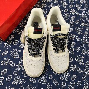 Supreme x Nike Air Force 1 White & Black Sneakers